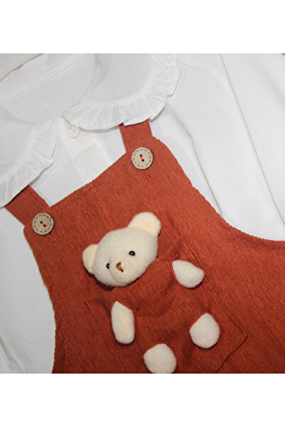 ÖZGÜL BEBE CEPLİ AYICIKLI KADİFE ELBİSE