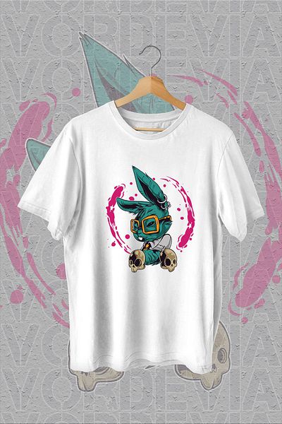 Vordevia Tricou oversize alb cu imprimeu iepure