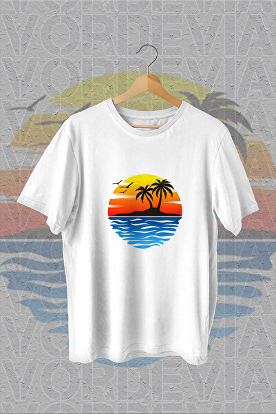 Vordevia Palm Beach Štampano Bela Oversize kroj T-shirt