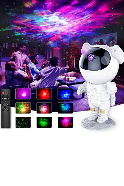 GİLLİ STORE Astronot Projektör Gece Masa Lambası Galaxy Gökyüzü Star Projeksiyon Kumandalı Samanyolu Aydınlatma