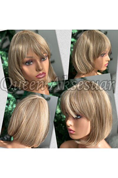 Queen Nelly İthal lüks fiber ısıya dayanıklı küt kahküllü saç kadın peruğu po...