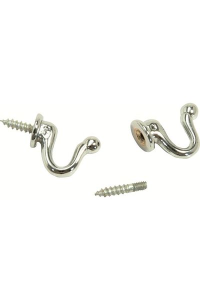Gürçay Hardware Hook Hanger with Screw Polished Chrome 4 Pieces