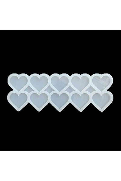 Getshopmini Epoksi Çoklu Kalp 10'lu Magnet & Anahtarlık Silikon Kalıbı 4.2x4x...