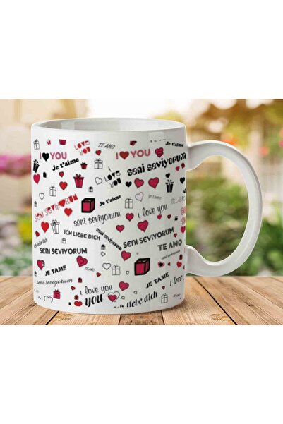 ART HEDİYE كوب عيد الحب أنا أحبك برمز وأيقونات