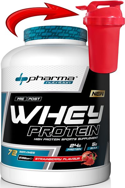 Pharma Nutrition Strawberry Flavored Whey Protein - 2196 gr, 24 grams, 72 Servies