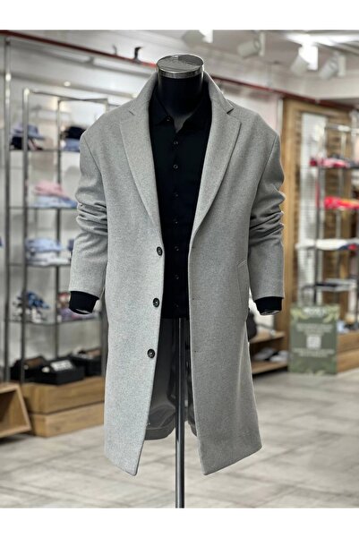 ayakuydur Erkek Gri Kaşe Kaban