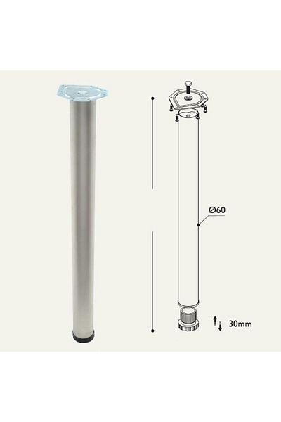 Gürçay Picior de masă 11.180 - 60mm Crom 80cm (4 buc)