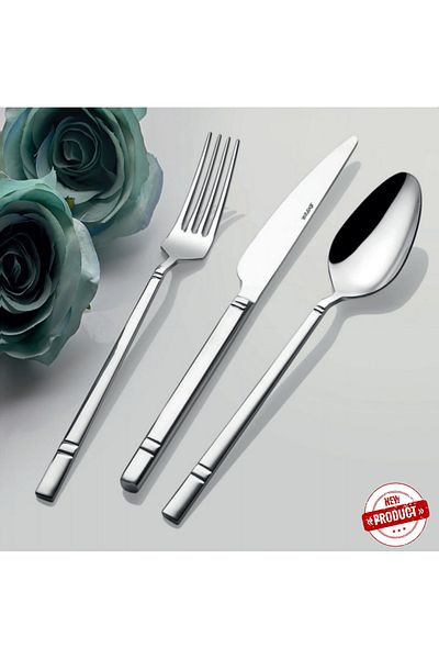 AHİR TİCARET Inter Steel Erva Model Spoon-fork-knife Set 89 Pieces (12 Persons)