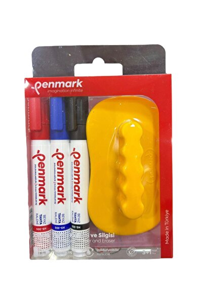penmark BEYAZ TAHTA KALEMİ 3 LÜ SET+SİLGİ 8683181702080 HS-305-TK3S 709711