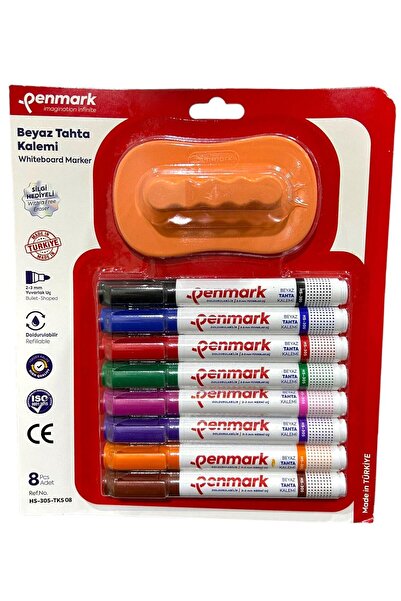 penmark BEYAZ TAHTA KALEMİ 8 Lİ VAKUMLU BLİSTER SİLGİ HEDİYELİ 8683181701908 ...