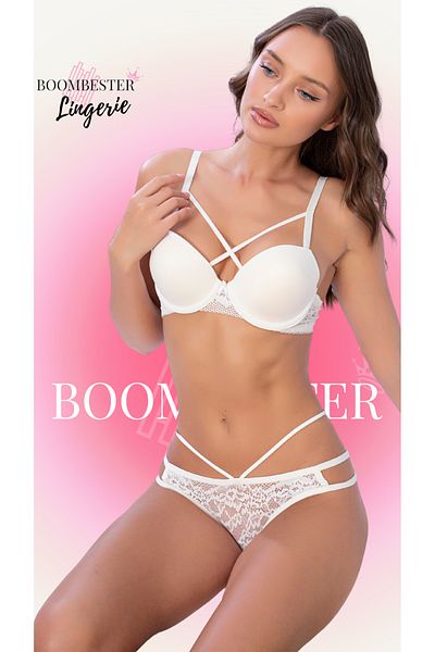 BoomBester Micro Supported Cross Rope Lace Detailed Padded Bra and Panty Set