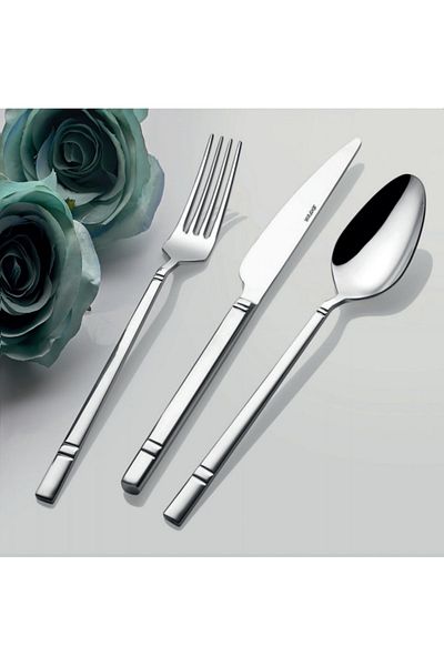 AHİR TİCARET Inter Steel Erva Model Spoon-fork-knife Set 89 Pieces (12 Persons)