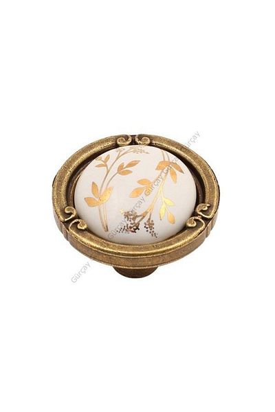 Gürçay Delicate Porcelain Antique Drawer Door Handle (2 PCS) Single Hole