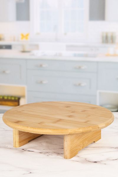 Lizzy Bamboo Footed Round Cutting and Presentation Board / Countertop Stand