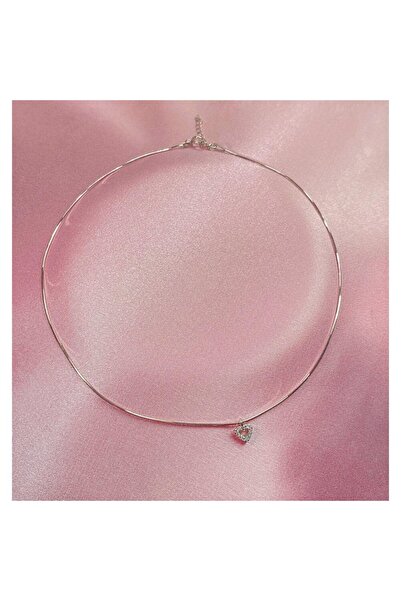h&b design jewel 925 Ayar Gümüş Mini Kalp Choker