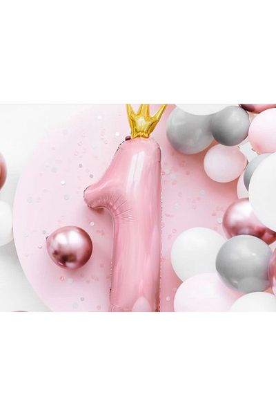 Çemrek Süs Parti Pink 1 year old foil balloon and chain set