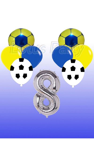 LOTUS PARTY Κίτρινο Navy Blue Σετ μπαλόνι με θέμα το ποδόσφαιρο Προμήθειες για πάρτι Yellow Navy Blue Balloon - Ηλικία 8