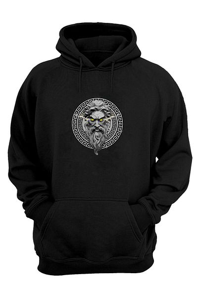 THEWERT Tinuta Zeus Argintie Imprimata - Hanorac unisex negru cu nervuri groase
