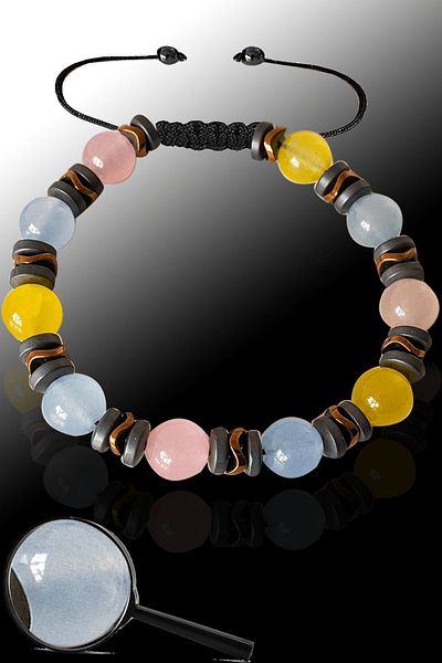 Tesbih Atölyesi Certified Real Aquamarine, Pink Quartz, Morganite Stone Bracelet - Adjustable