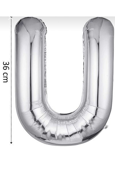 Yogi parti U letter Gray Silver Foil Balloon 34”76cm Helium Compatible flying balloon