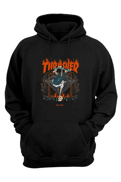 THEWERT Unisex Thrasher Diamand Štampano crna regularna majica Čupkani materi...