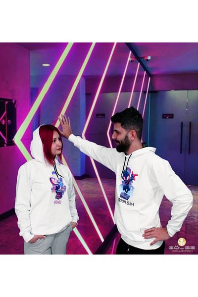 Gölge Store Gwen - Miles Morales Printed Slimfit Unisex Couple Combination Sweatshirt (2 Pieces)
