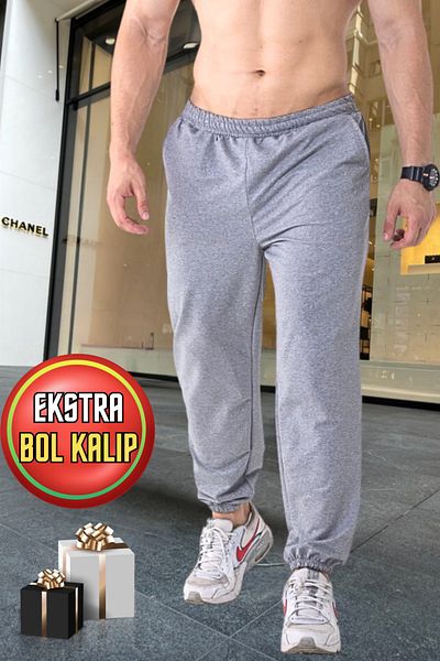BSBSPOR Ανδρικά Γυναικεία Φούτερ Sports Jogger Γκρι Μαύρο Ultra Loose
