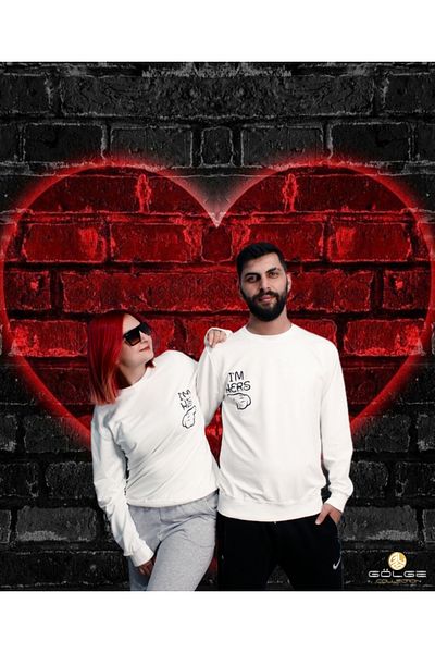 Gölge Store I'M HIS - I'M HERS Printed Slimfit Unisex Couple Combination Sweatshirt (2 Pieces)