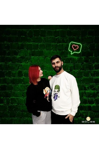 Gölge Store HARLEY - JOKER COUPLE Printed Slimfit Unisex Couple Combination Sweatshirt (2 Pieces)