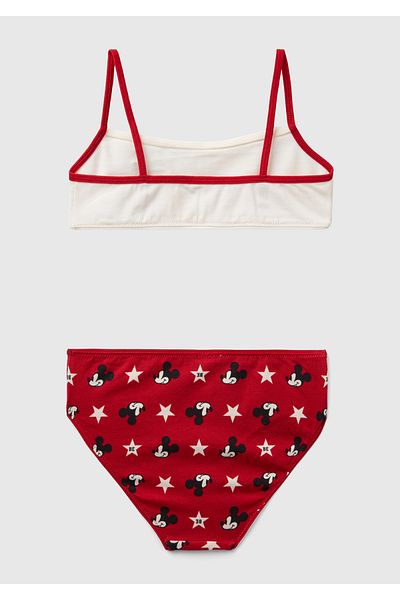 United Colors of Benetton Mickey Printed Cream Bralet and Slip Set - Girl