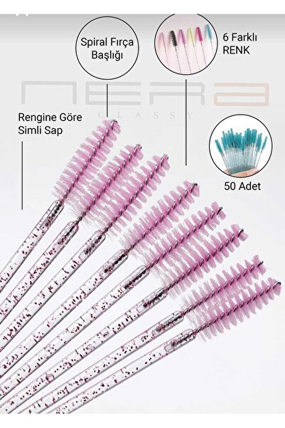 KİRPİKÇİSHOP فرشاة مكياج لامعة 50 قطعة لون وردي