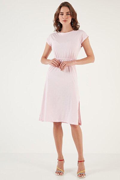 Lela Cotton Short Sleeve Double Slit Midi Dress DRESS 5864205