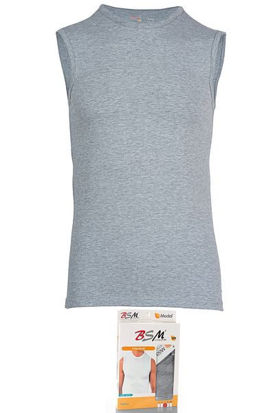 BSM Men's Gray Crew Neck Dipcol Modal Undershirt 40603