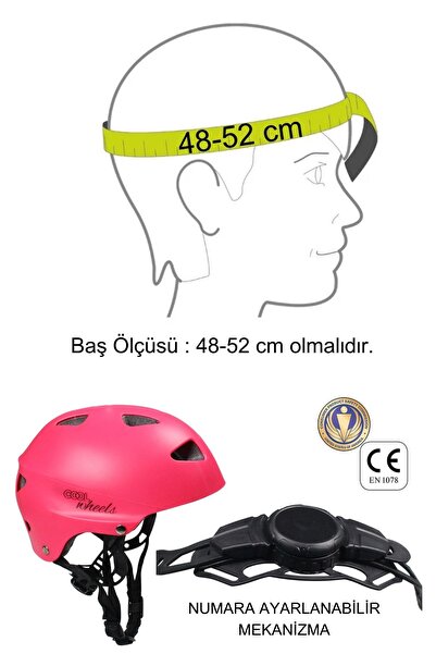 Sportaj Pembe Kız Çocuk Kaskı Spor Koruyucu Kask Dizlik Dirseklik Donanım Seti Kaykay Bisiklet Scooter Paten