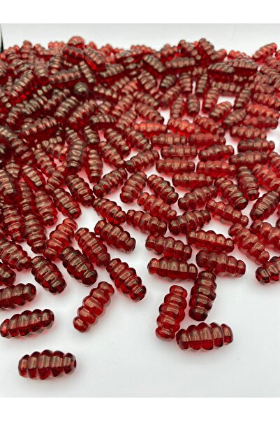 Hedef Bijuteri 100 جرام نموذج معكرونة باللون العنابي ملتوي، خرز أكريليك على ش...