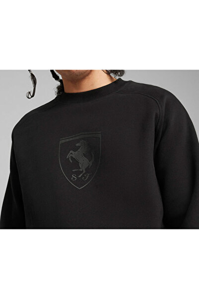Puma Ferrari Race Big Shield Crew Erkek Günlük Sweatshirt 62380201 Siyah
