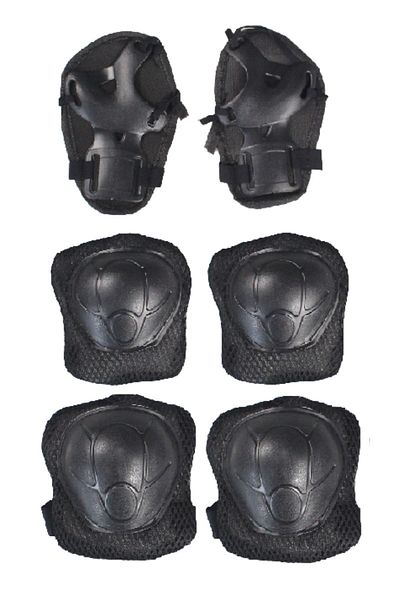Sportaj Black Protective Gear Set Knee Pad Elbow Pad Ellik Protection Set for Skateboard Bike Scooter Skate 6