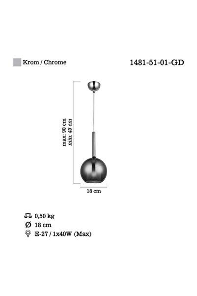 LUCEA Fanza Tekli Krom Gd Avize 1xe27