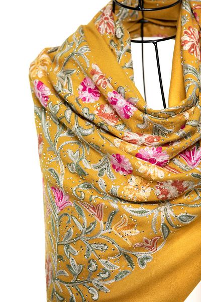 CASHMERE AND SİLK MAWLANA Şal din piatră brodat din caşmir modal