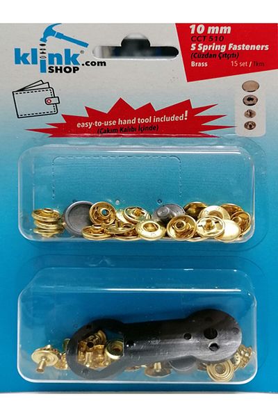 Klinkshop 10 Mm Snap Hammer Application Apparatus and 15 Pieces Gold Color Snap Kit - Stainless Brass Snap
