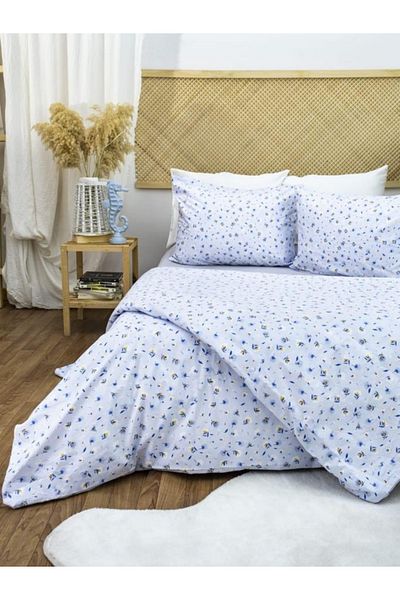 HOMENUP 90x190 100% bumbac 63 fire Set cuvertură de pilota unică cu model de flori albastre