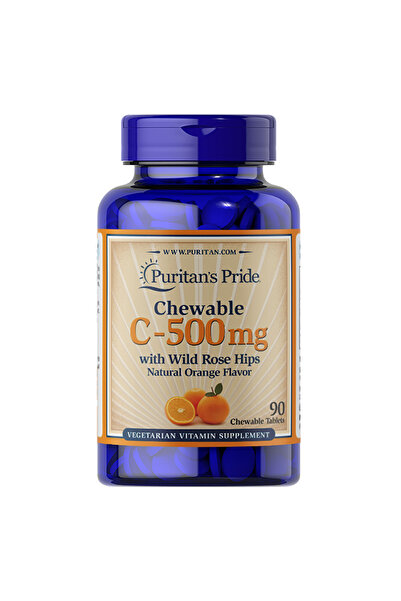 Puritan's Pride Vitamin C 500 Mg with Rose Hips 90 Çiğnenebilir Tablet - AROMASIZ