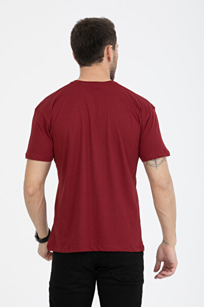 Redline Men's Printed T-Shirt Regular Fit Claret Red S-4090