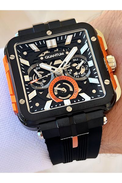Quantum Functional 10 Atm Waterproof Silicone Cord Steel Case Men's Wristwatch