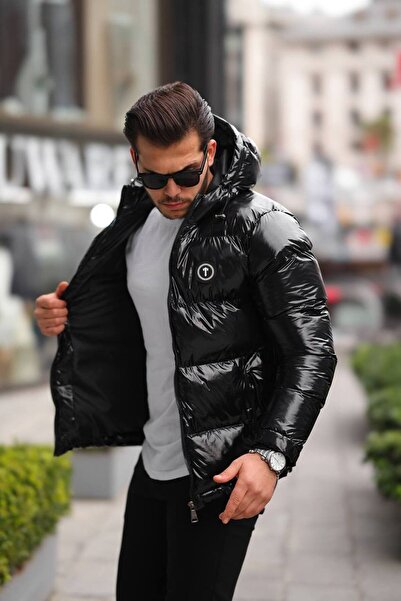 Clavi Siyah Parlak Şişme Mont