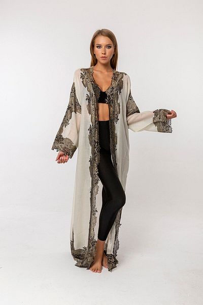 CASHMERE AND SİLK MAWLANA Lourx French Lace Abaya