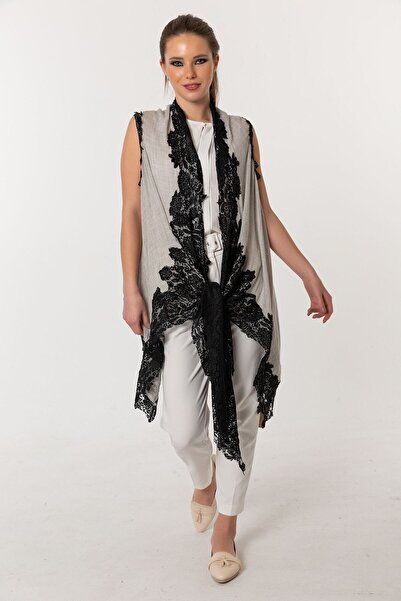 CASHMERE AND SİLK MAWLANA Панчо з мереживом і бісером