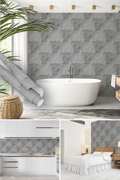 Dekoros Gray Plaster Patterned Adhesive Foil, Kitchen Cabinet Countertop and Furniture Covering Paper 45x500cm 0603