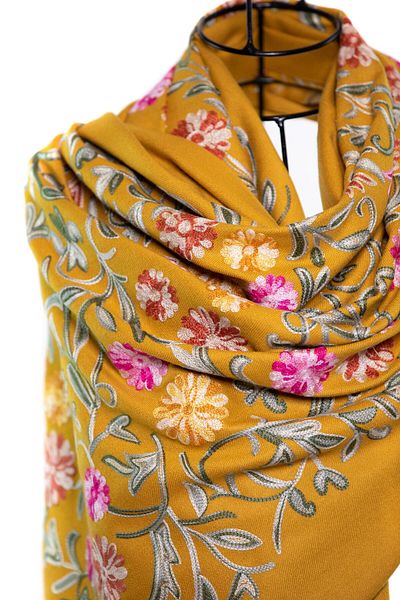 CASHMERE AND SİLK MAWLANA Modal Cashmere Embroidered Shawl