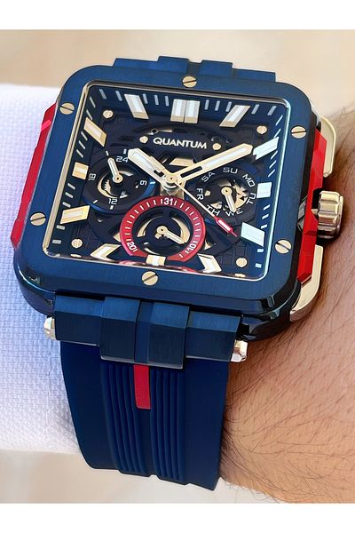 Quantum Men's Wristwatch - 10 Atm Waterproof, Functional Silicone Cord and Steel Case